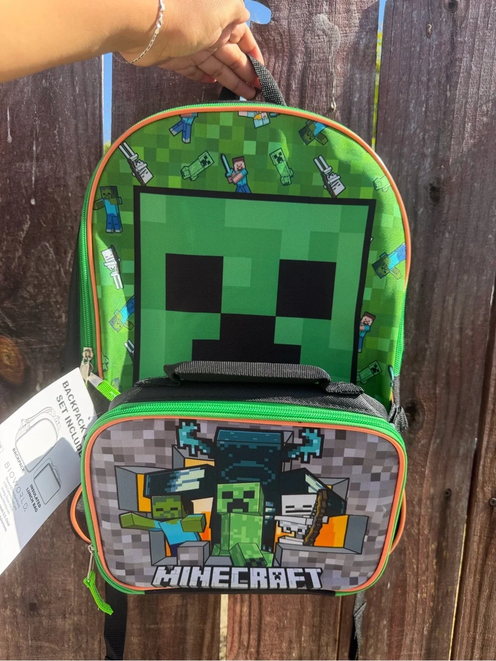 Minecraft Kids Backpack with Creeper and Characters - Green